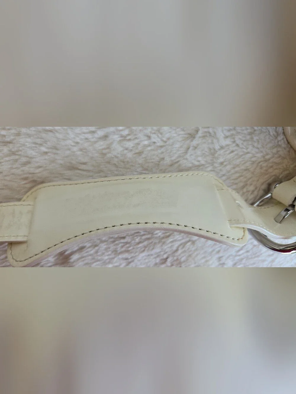 BURBERRY Vintage House Check White Leather Hobo Shoulder Bag with Dust Bag